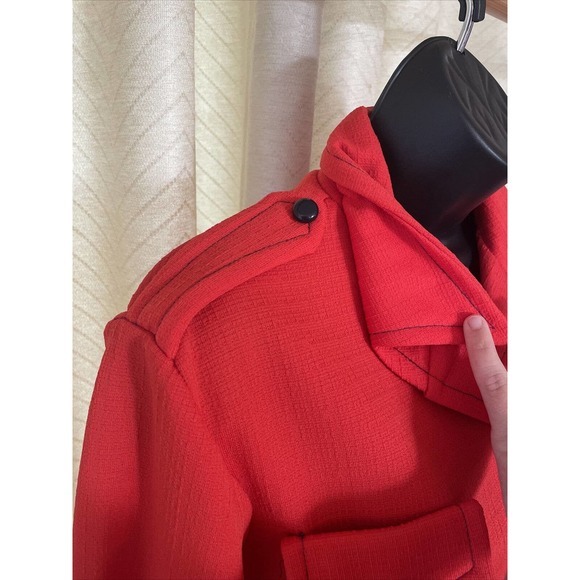 Vintage 1960’s 1970’s Red Collared Wide Leg Pant Suit Large Size 14 Stretchy - Picture 4 of 9